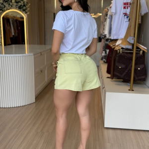 CONJUNTO BIA T-Shirt + Shorts em Linho Nobre VERDE CLARO